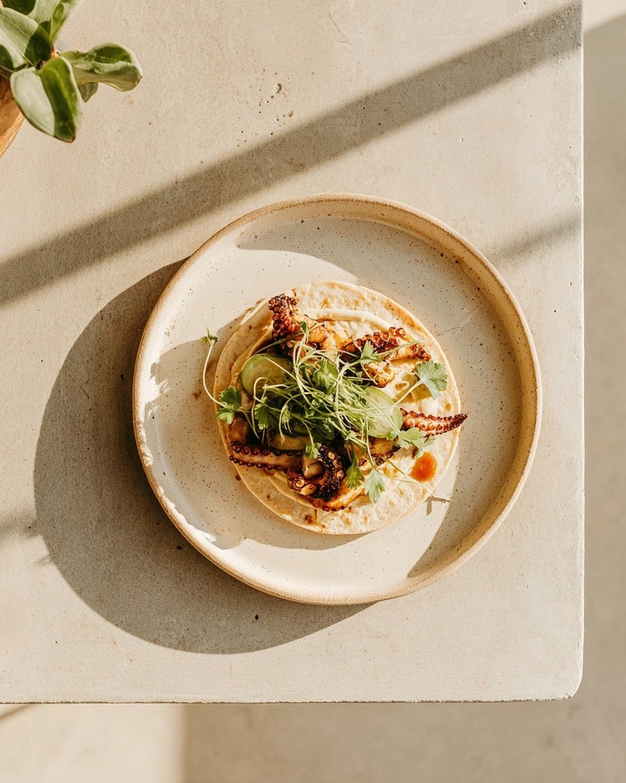 A tostada with lime and sea salt, plated minimally
